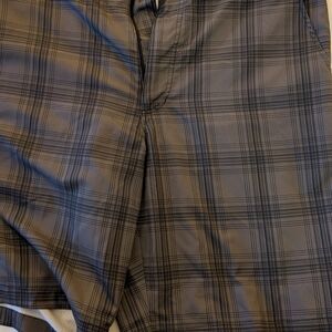 Antigua Black and Gray Plaid Shorts